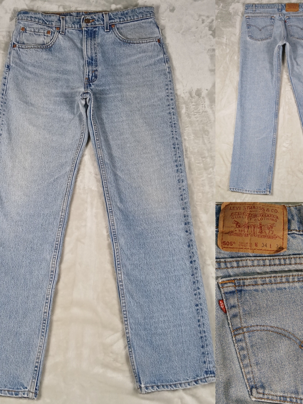 Vintage Levi's 505 Jeans 34x32 Men's Made In USA Light Wash
